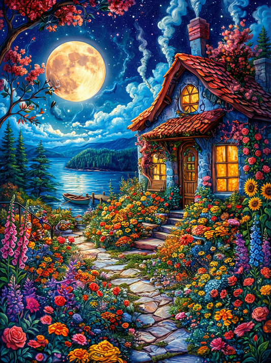 Cottage Under the Full Moon (120 Colors)
