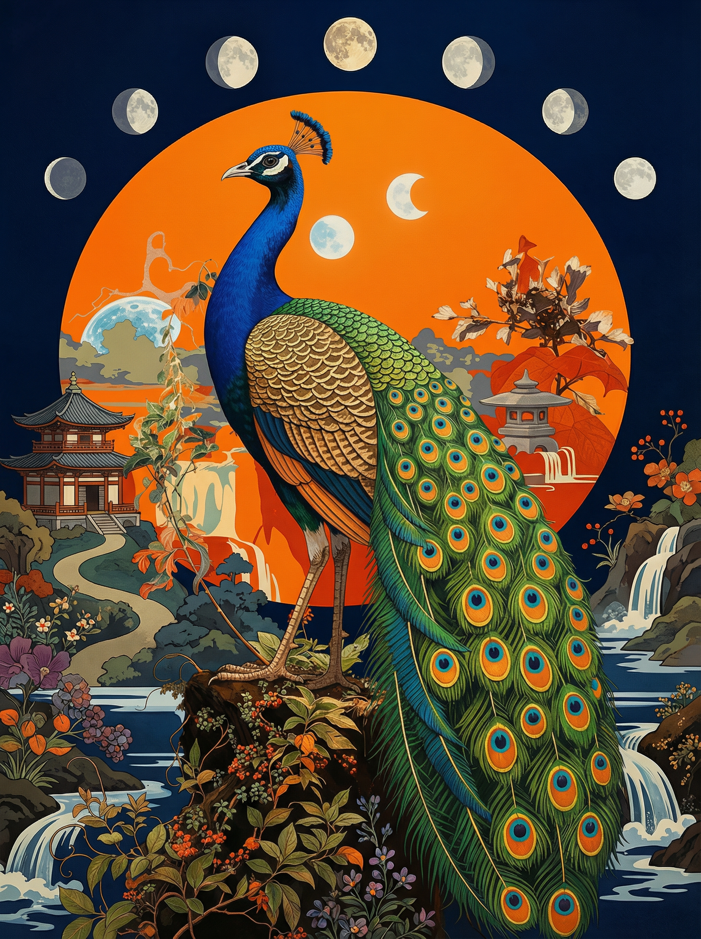 Moon Phases Peacock Temple (80 Colors)