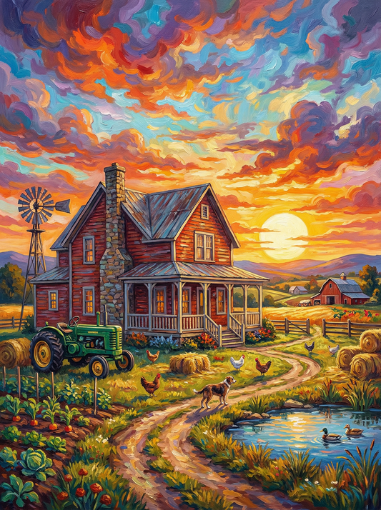 Golden Farmstead Sunset (80 Colors)