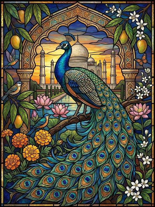 Peacock at Taj Dawn (80 Colors)