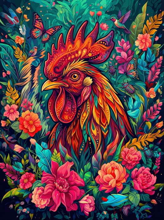 Floral Garden Rooster (120 Colors)