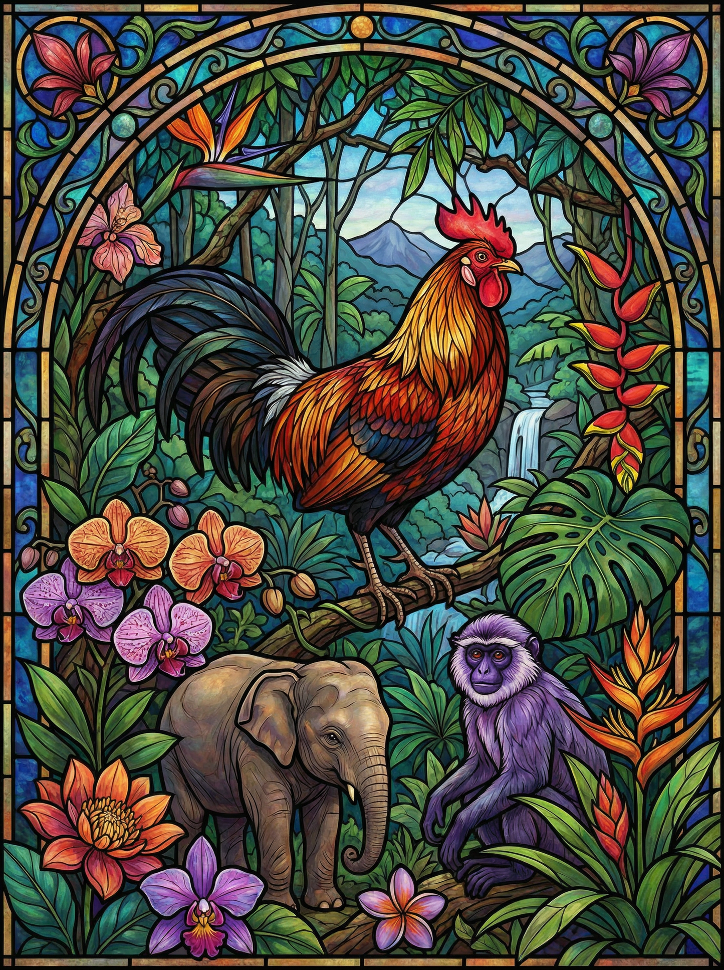 Jungle Harmony Rooster (120 Colors)