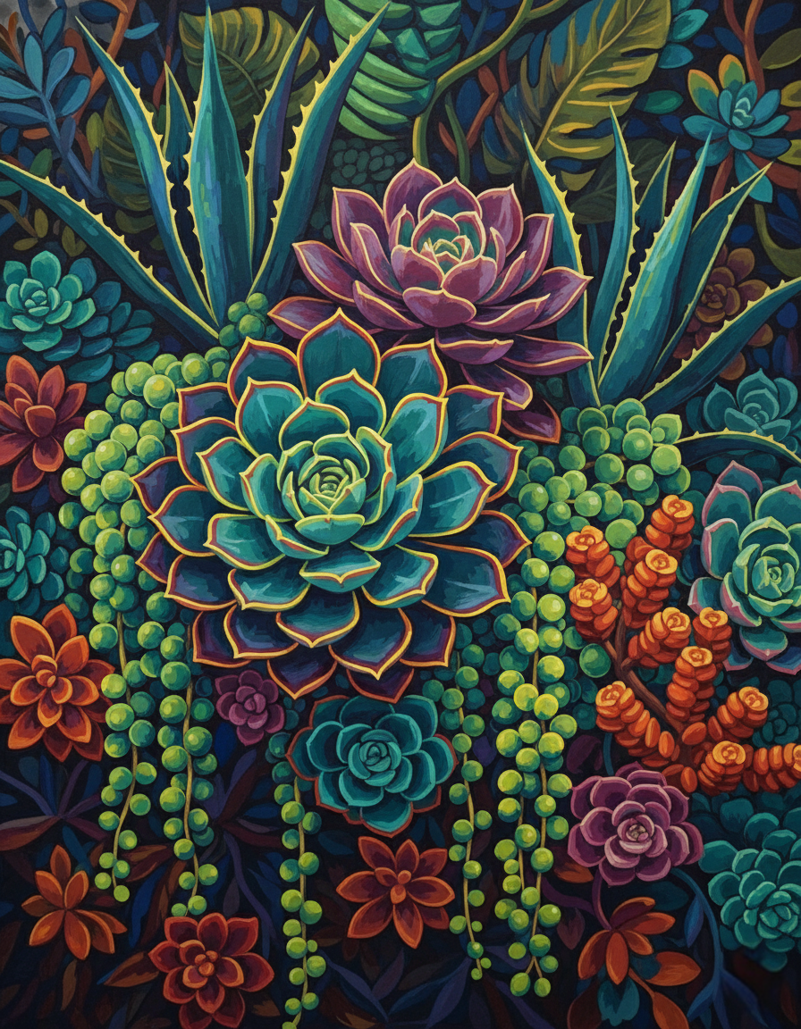 Deep Jungle Succulents (80 Colors)