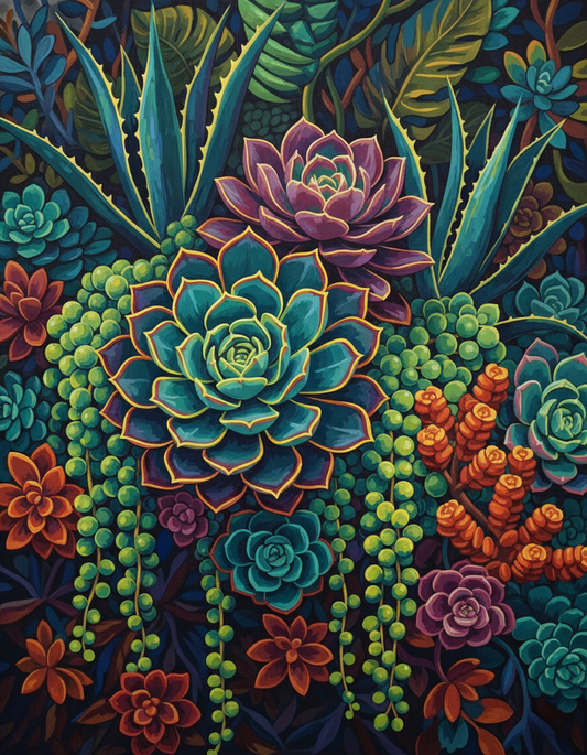 Deep Jungle Succulents (80 Colors)
