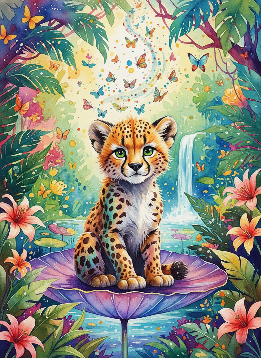 Cheetah Cub in Bloom (120 Colors)