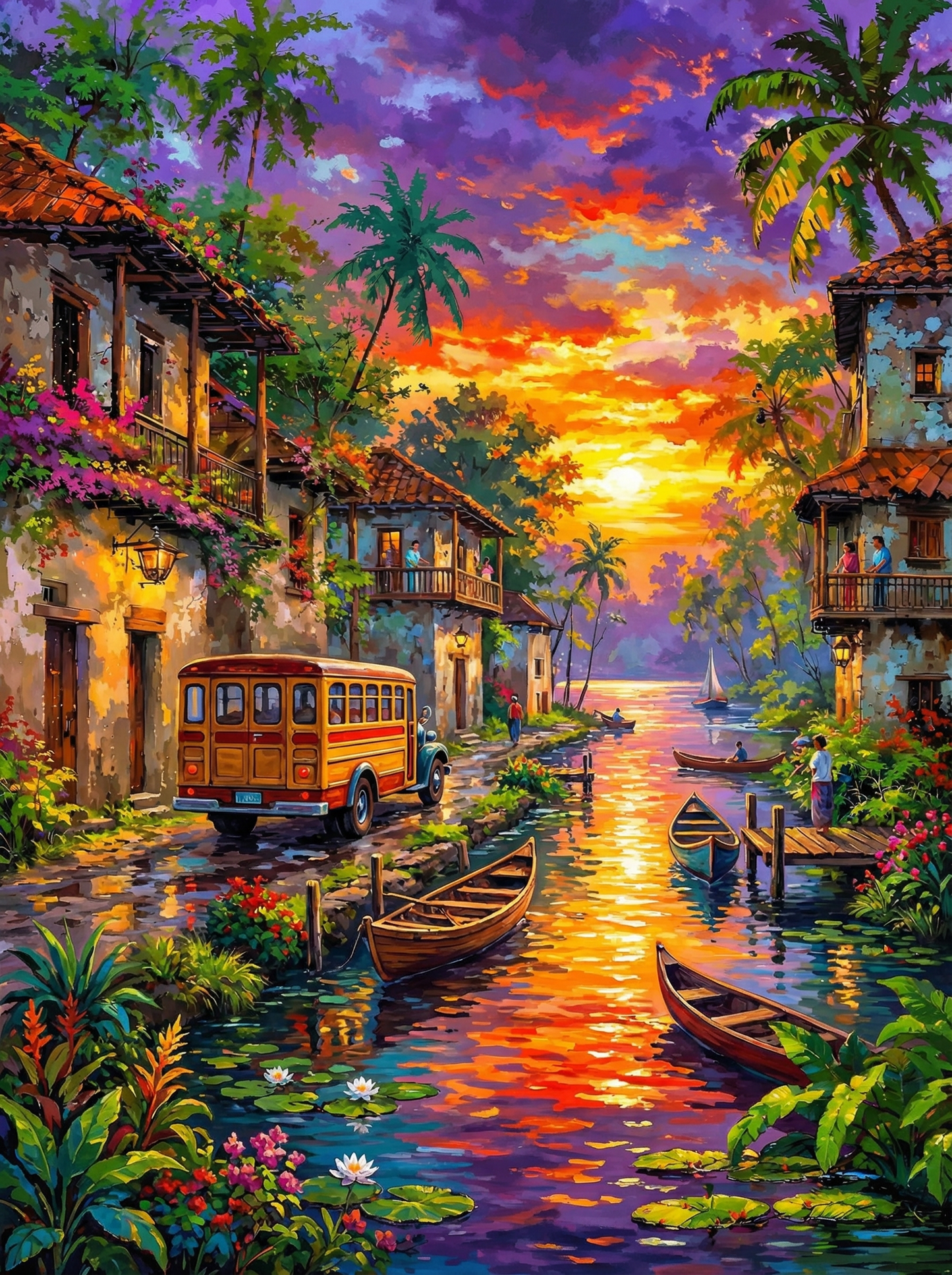 Sunset Canal Village Bus (80 Colors)