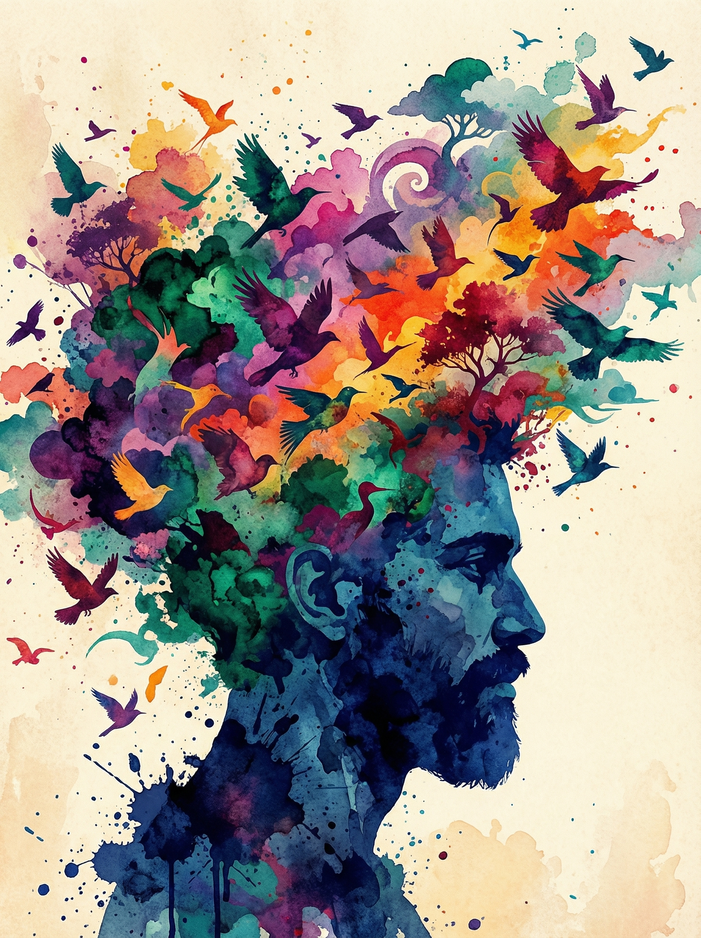 Colorful Birds Man (120 Colors)