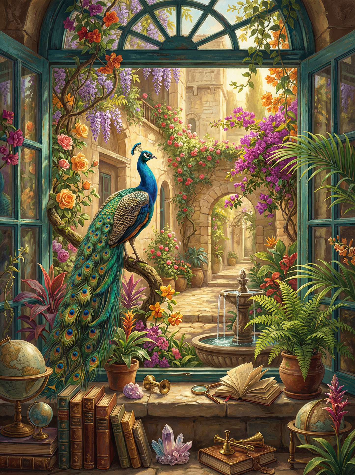 Peacock Courtyard Haven (120 Colors)