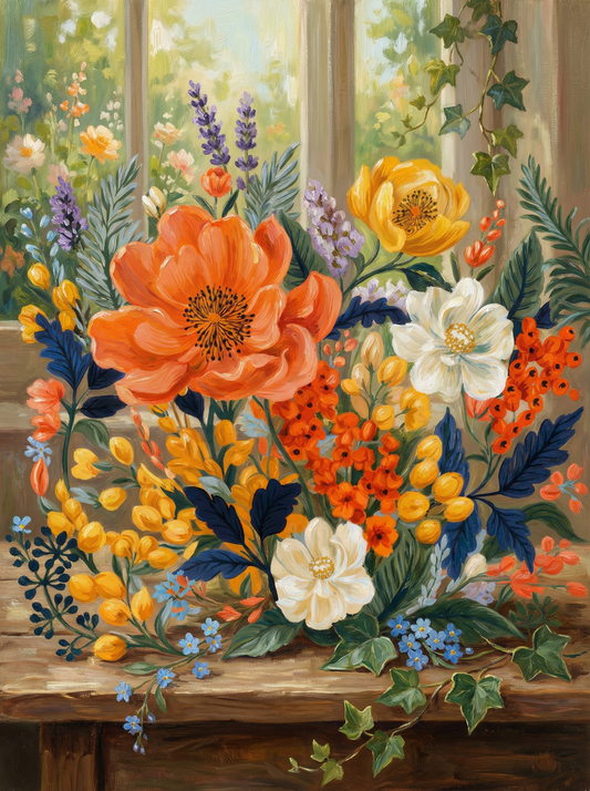 Sunlit Wildflower Still Life (120 Colors)