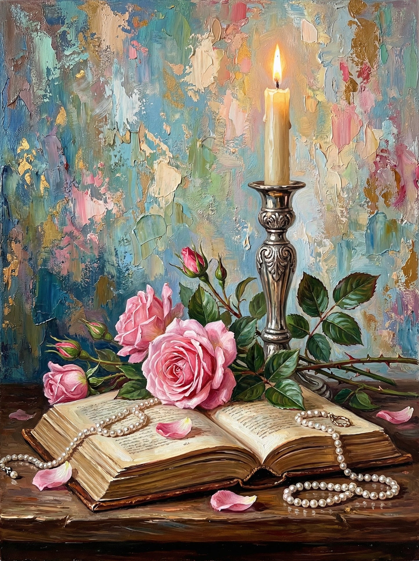 Books And Roses Candle (120 Colors)
