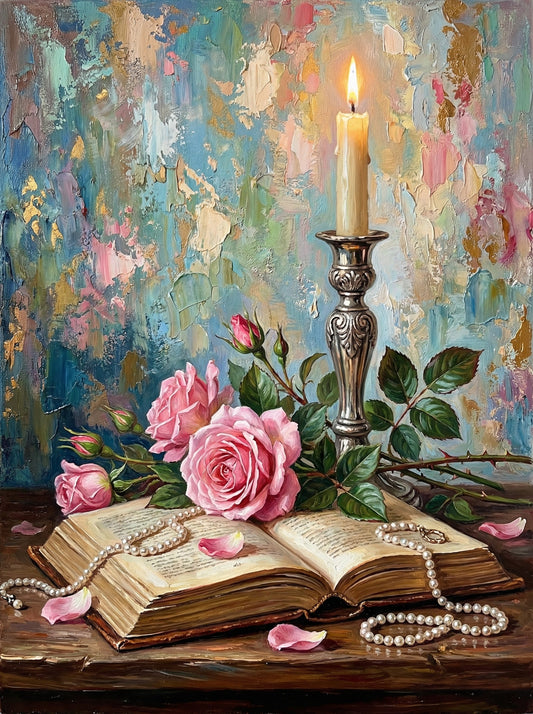 Books And Roses Candle (120 Colors)
