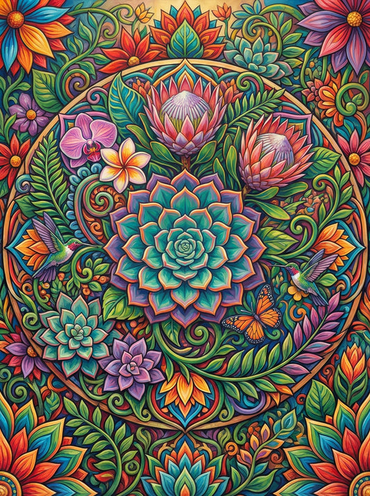 Botanical Mandala Succulents (80 Colors)