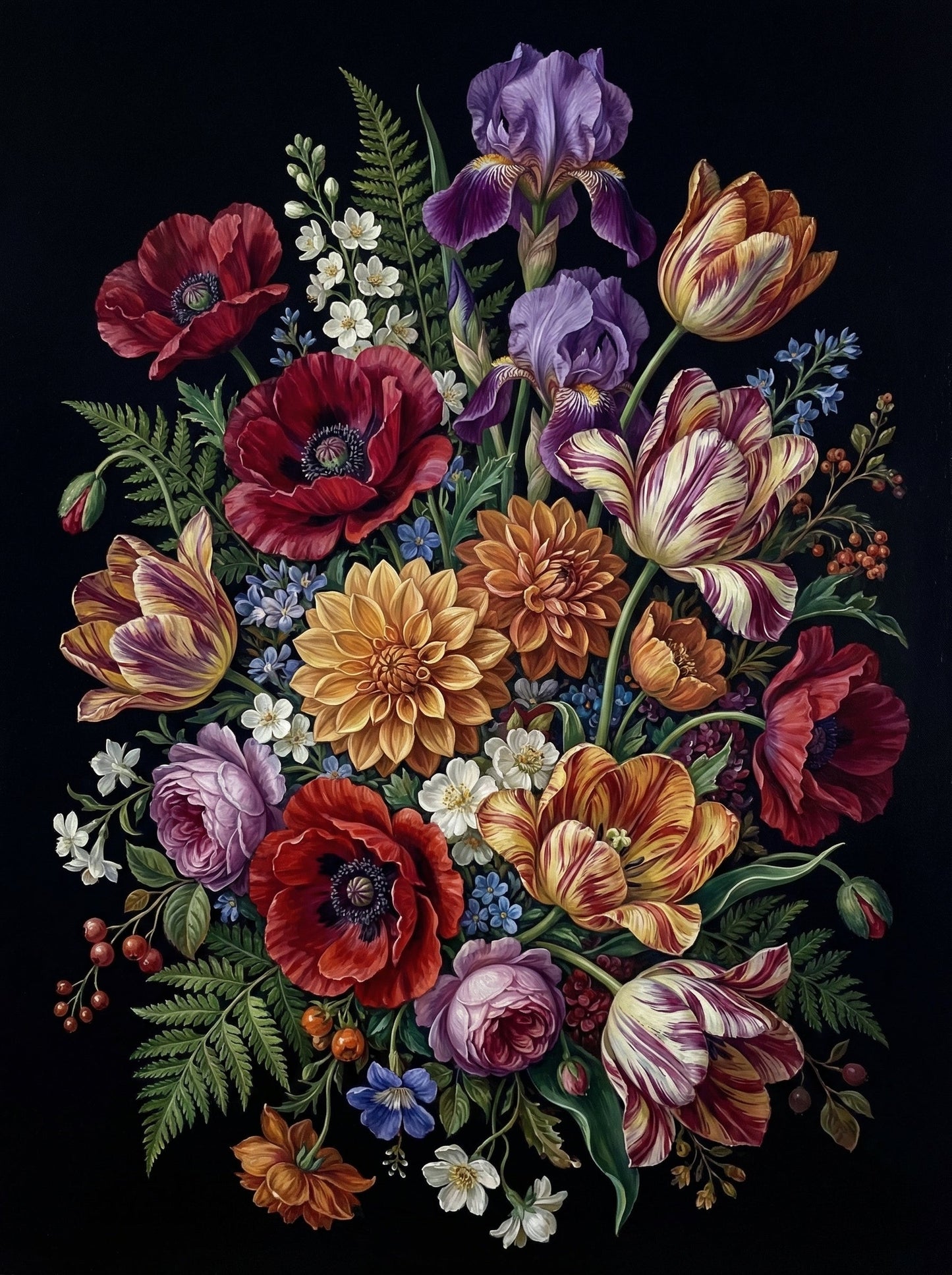 Classic Floral Dark Background (120 Colors)