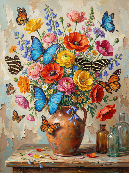 Colorful Flowers With Butterflies (120 Colors)