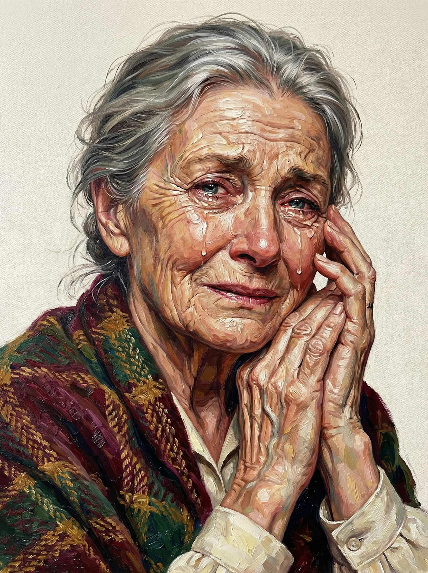 Contemplative Senior Woman (120 Colors)