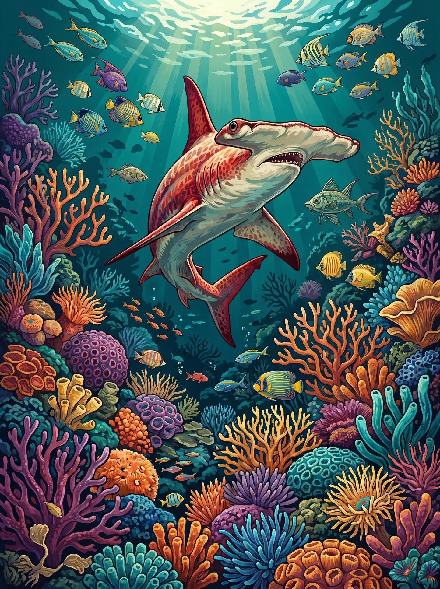 Coral Reef Hammerhead Shark (120 Colors)