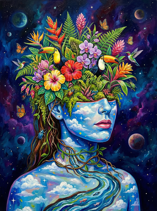 Cosmic Flower Head Woman (120 Colors)