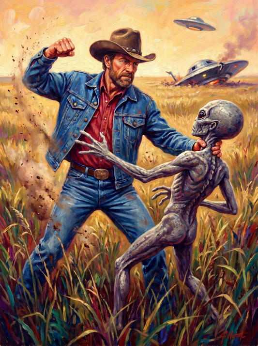 Cowboy Punching Alien (120 Colors)