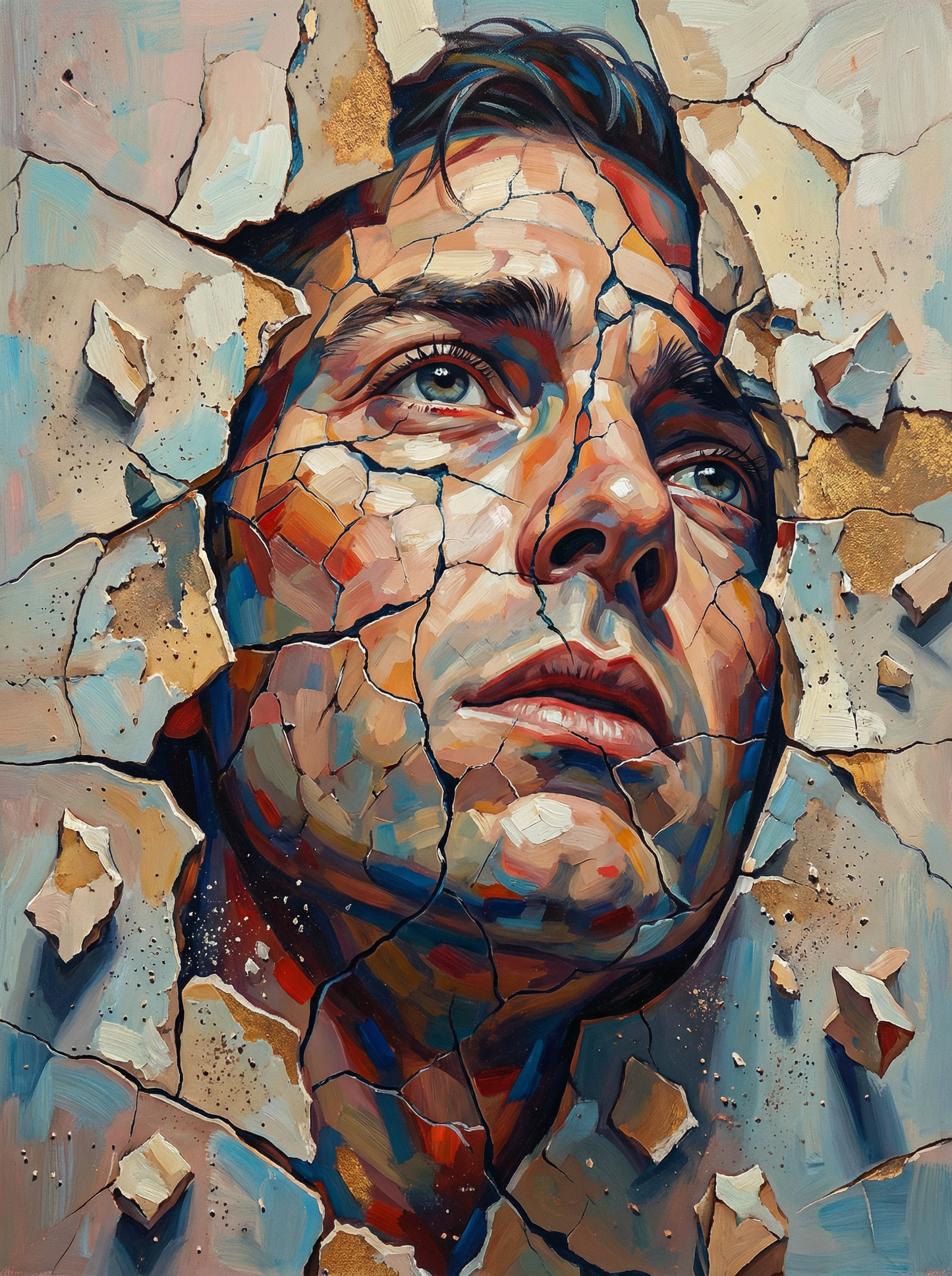 Cracked Portrait Man (80 Colors)