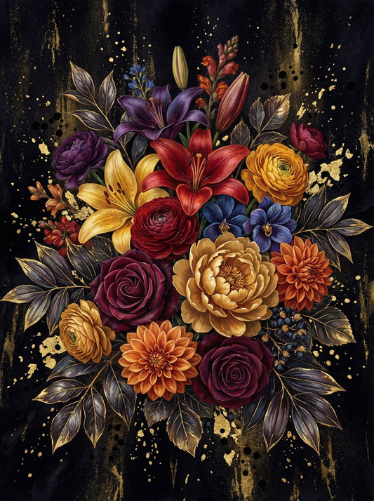 Dark Gold Lily Dahlia Bouquet (120 Colors)