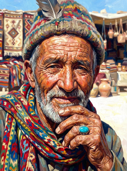 Desert Vendor With Turquoise Ring (80 Colors)