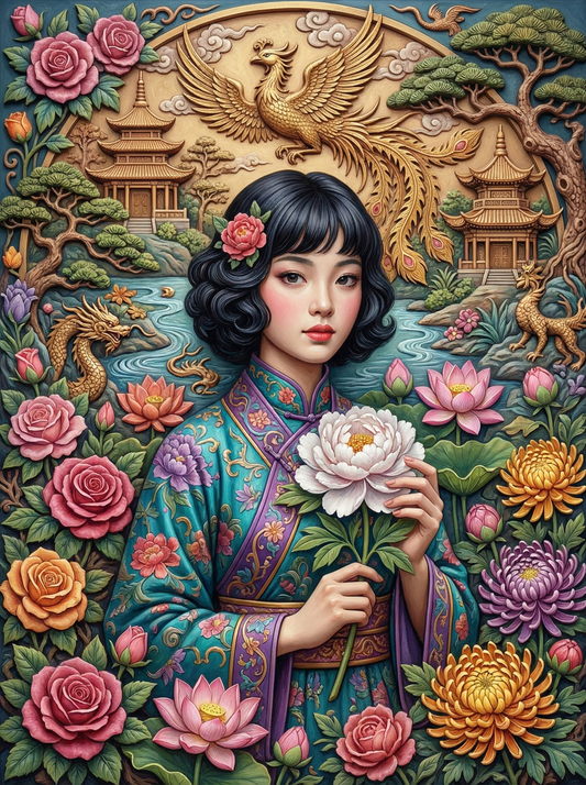 Eastern Woman With Roses (120 Colors)