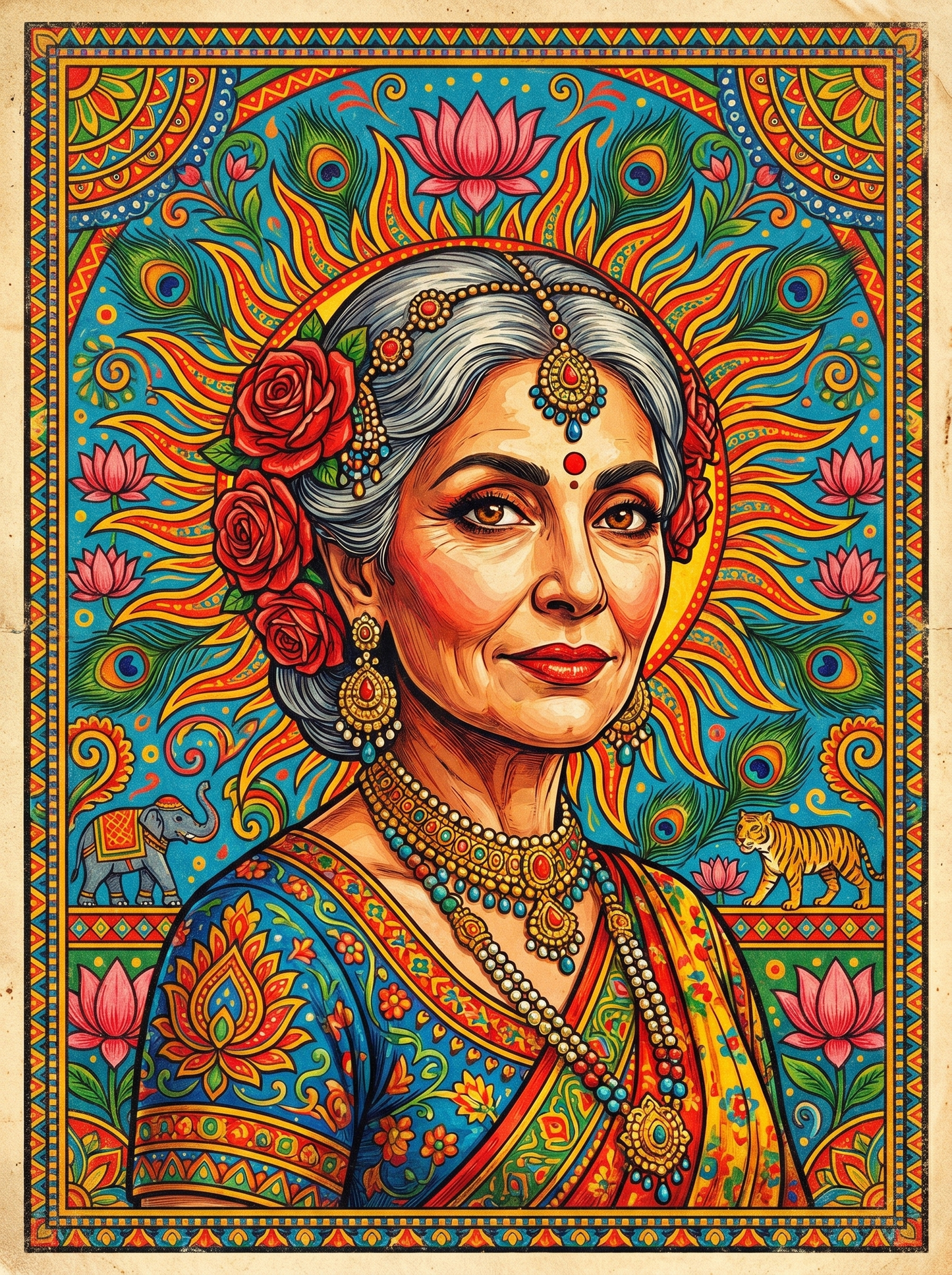 Elegant Sari Grandmother (80 Colors)