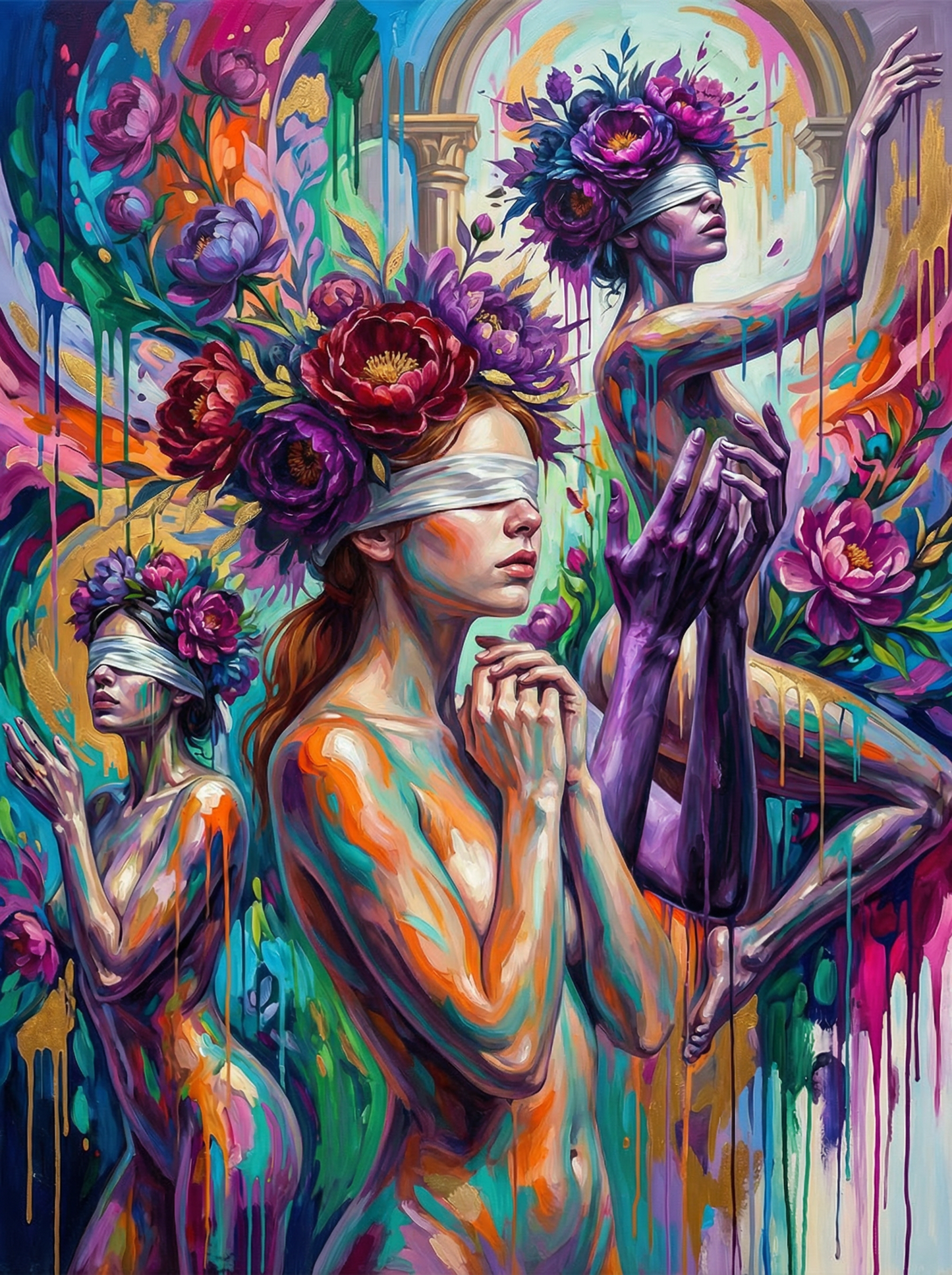 Floral Faces Abstract Art (120 Colors)
