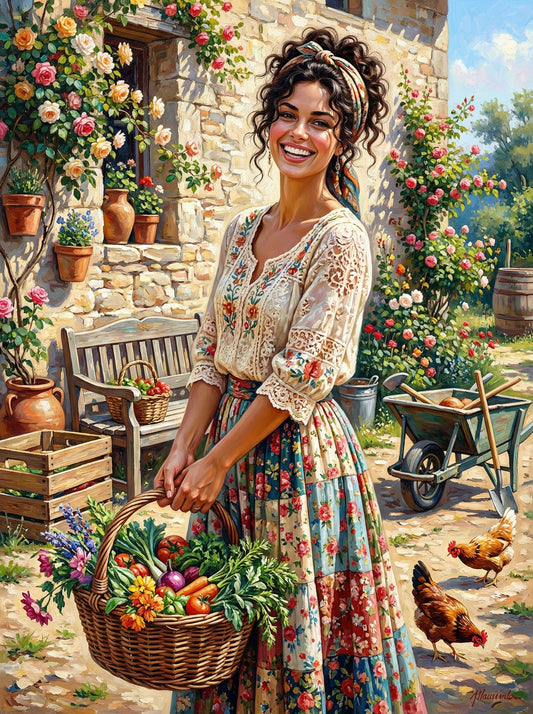 Garden Girl With Harvest Basket (80 Colors)