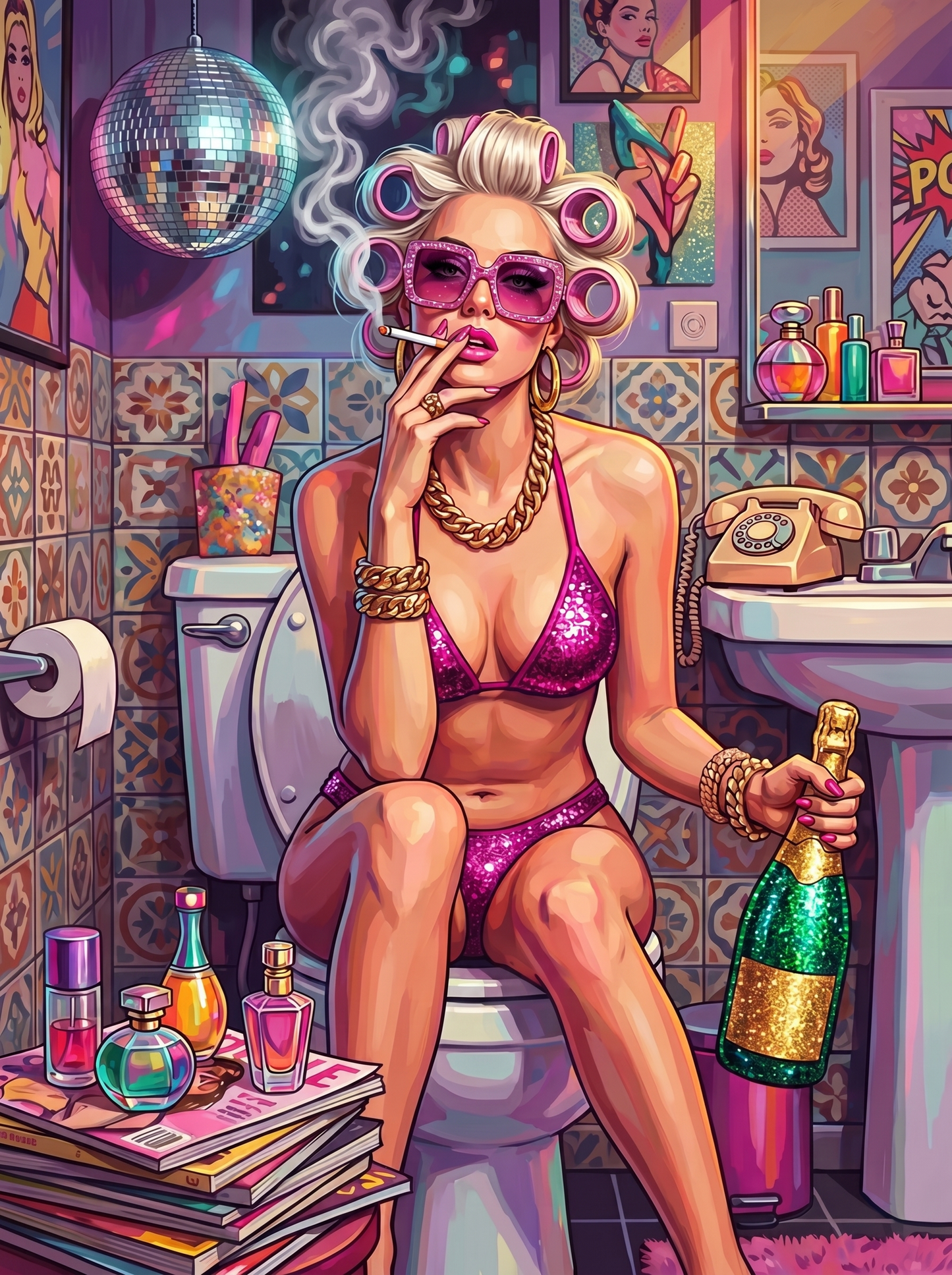 Glam Disco Bathroom Queen (120 Colors)