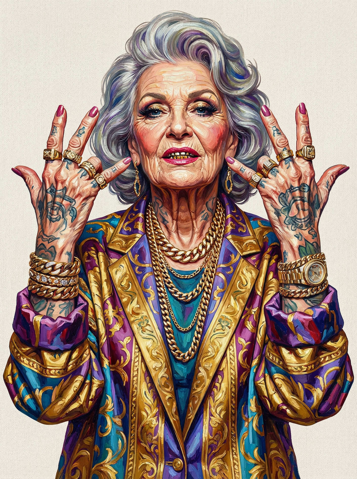 Glamorous Gold Gesture Woman (80 Colors)