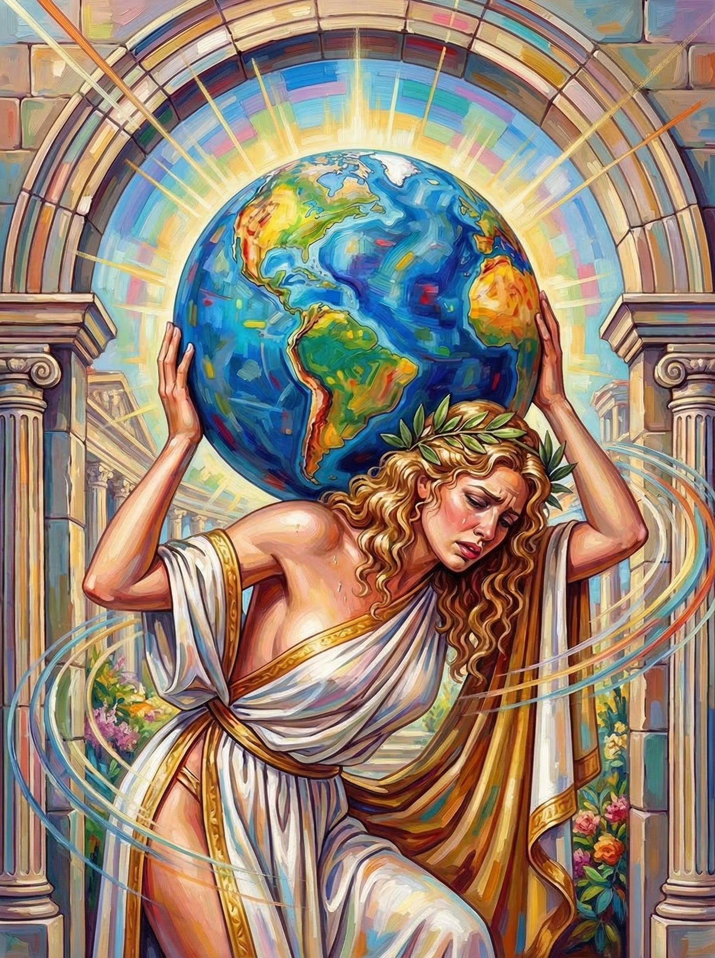 Goddess Lifting Globe (80 Colors)