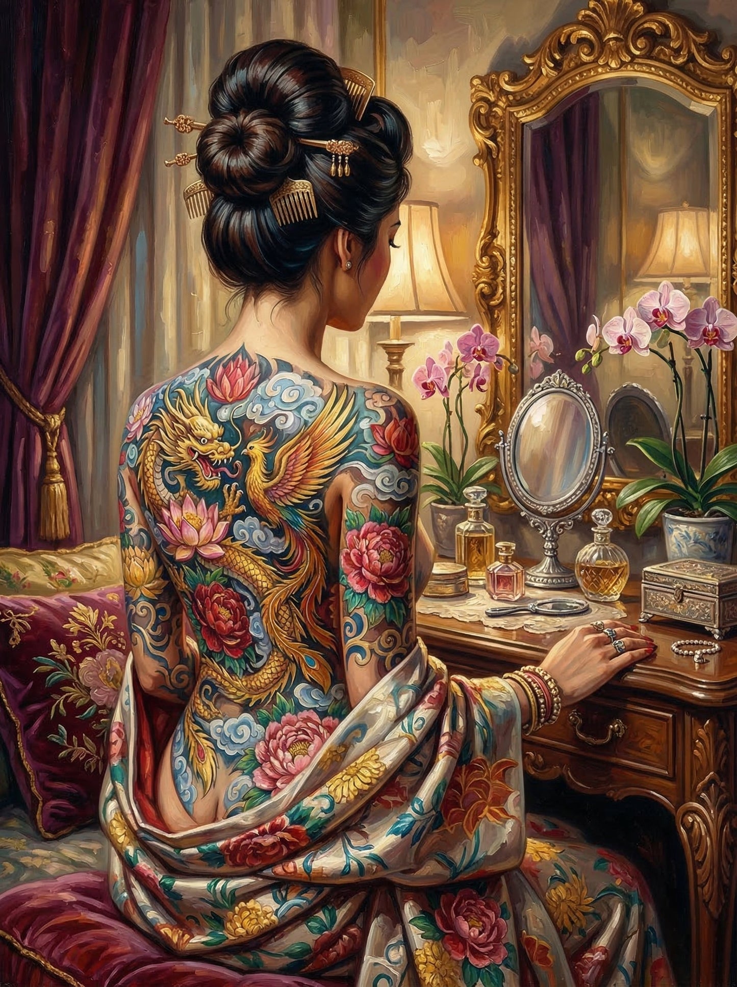 Golden Dragon Tattoo Boudoir (80 Colors)