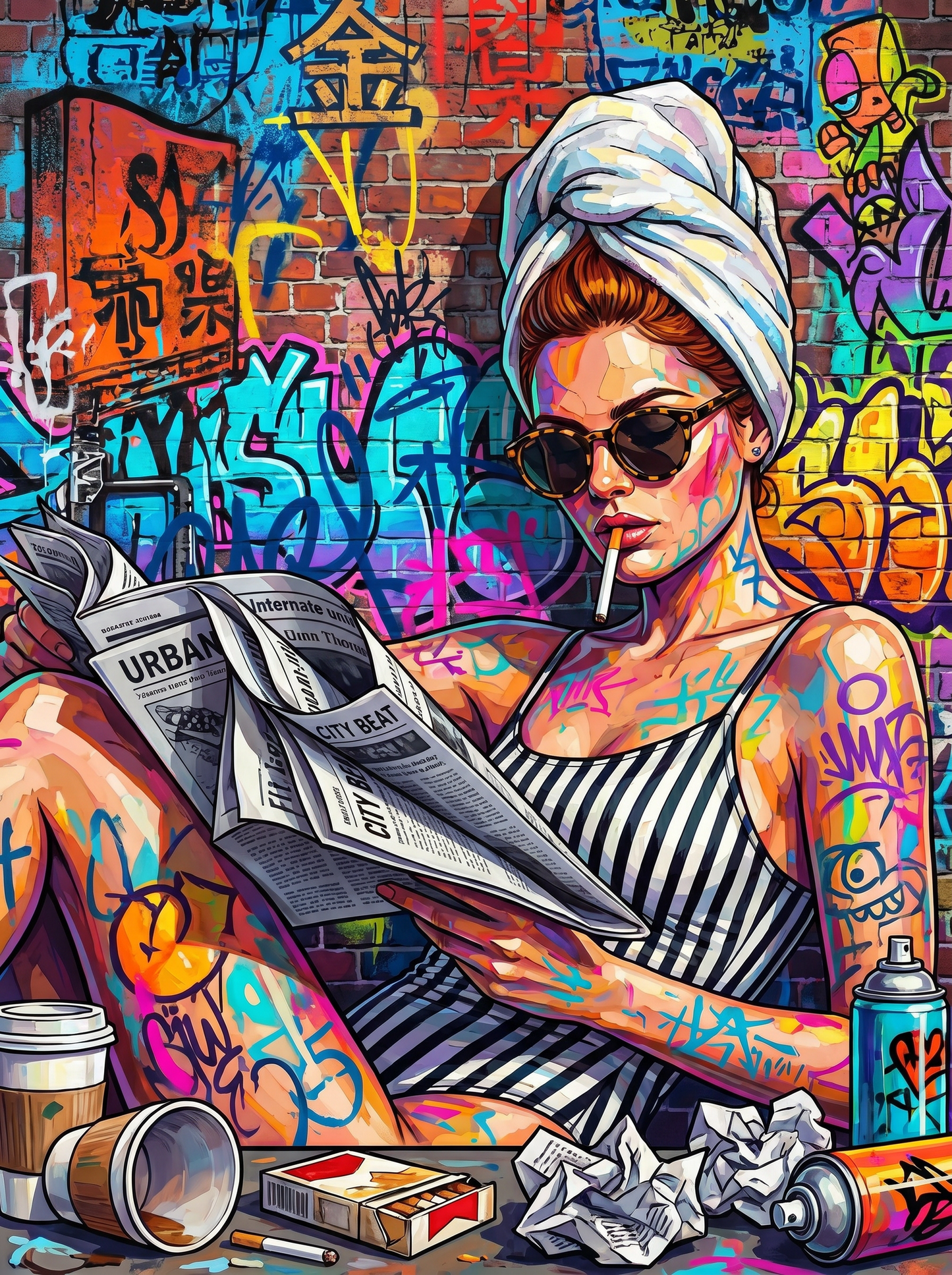 Graffiti Girl Reading (80 Colors)