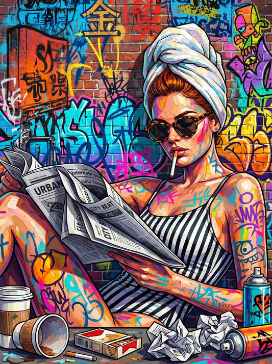 Graffiti Girl Reading (120 Colors)