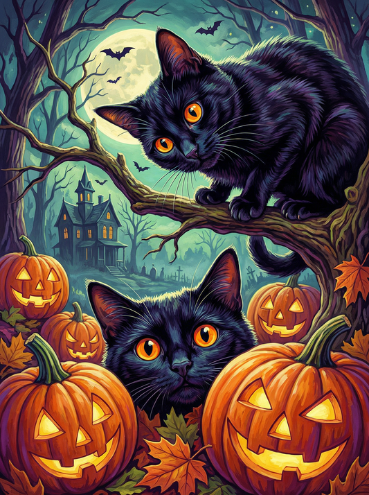Halloween Black Cats Pumpkins (120 Colors)