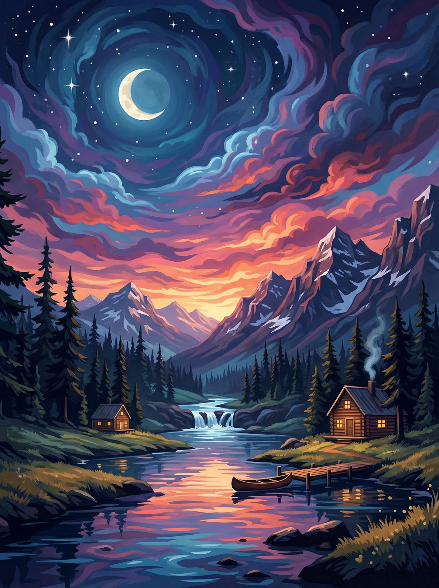 Moonlit Alpine Retreat (80 Colors)