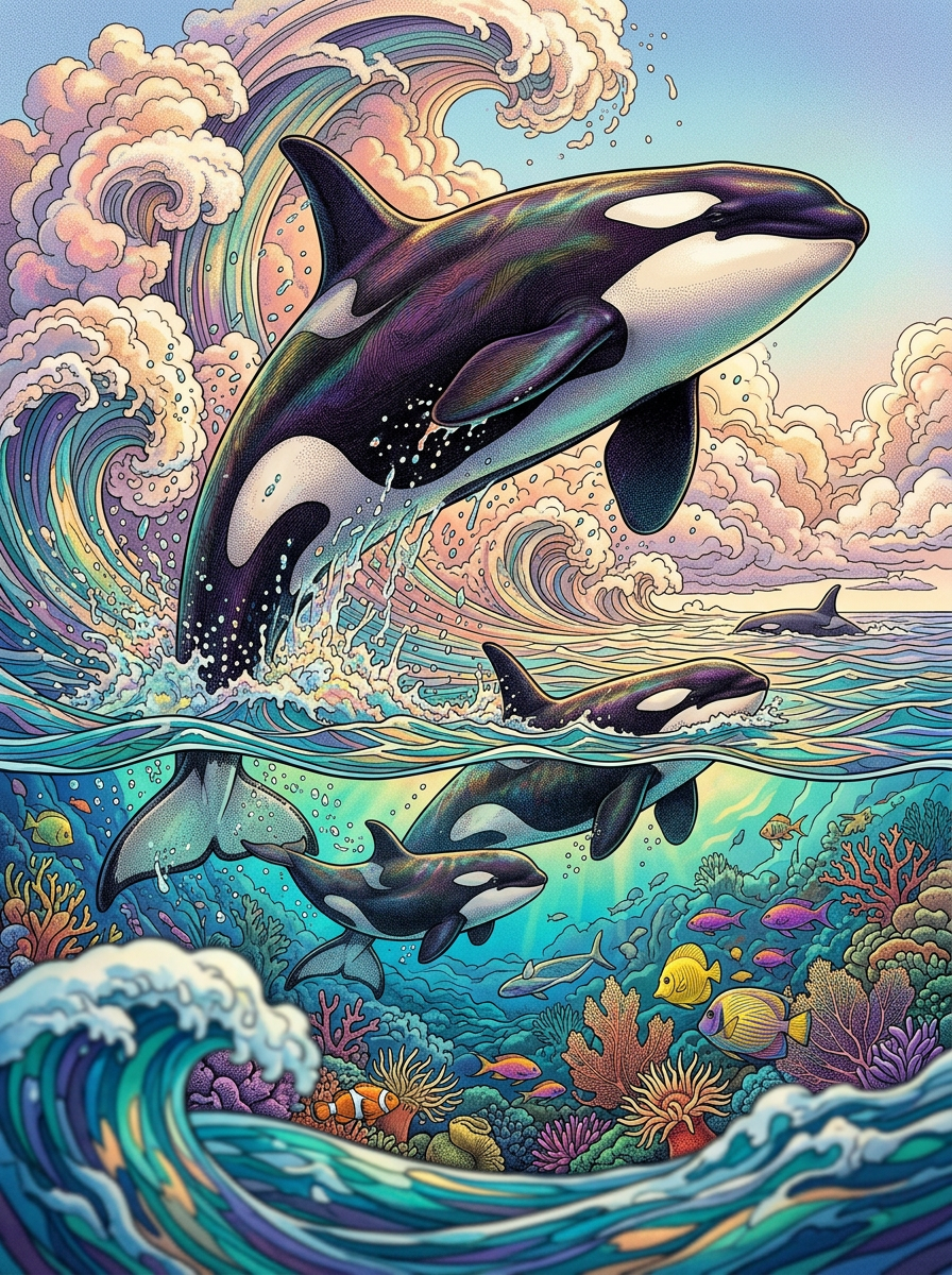 Pastel Wave Orca Leap (80 Colors)