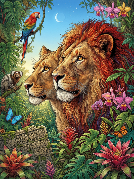 Sacred Jungle Lion Pair (80 Colors)