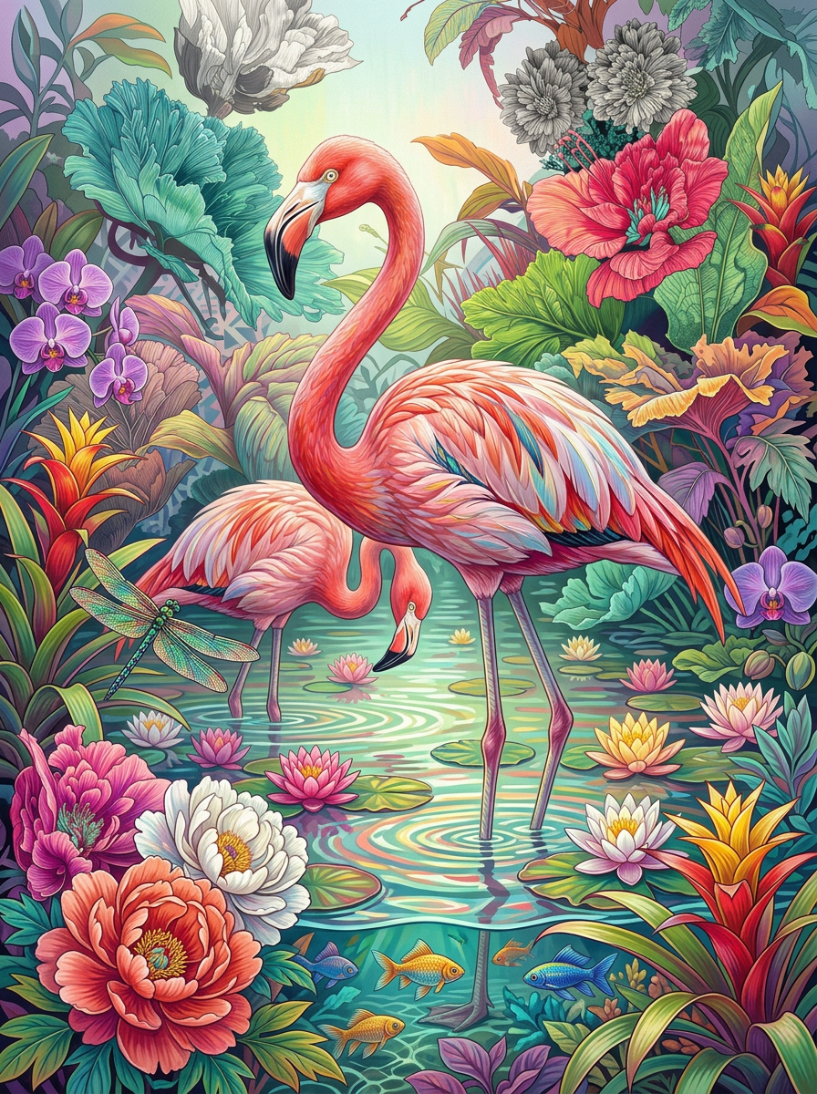 Blush Garden Flamingos (120 Colors)