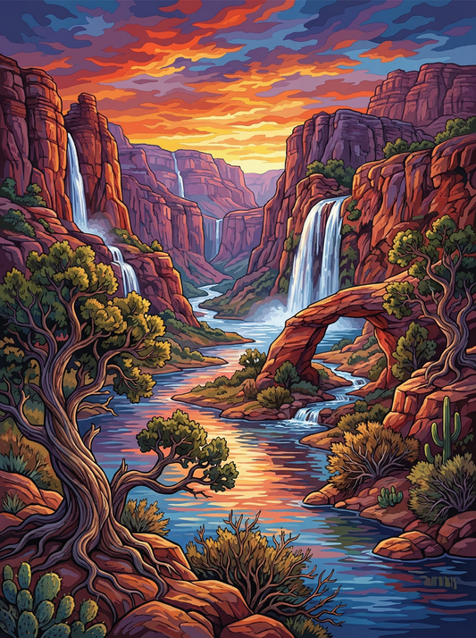 Canyon Waterfall Golden Glow (120 Colors)