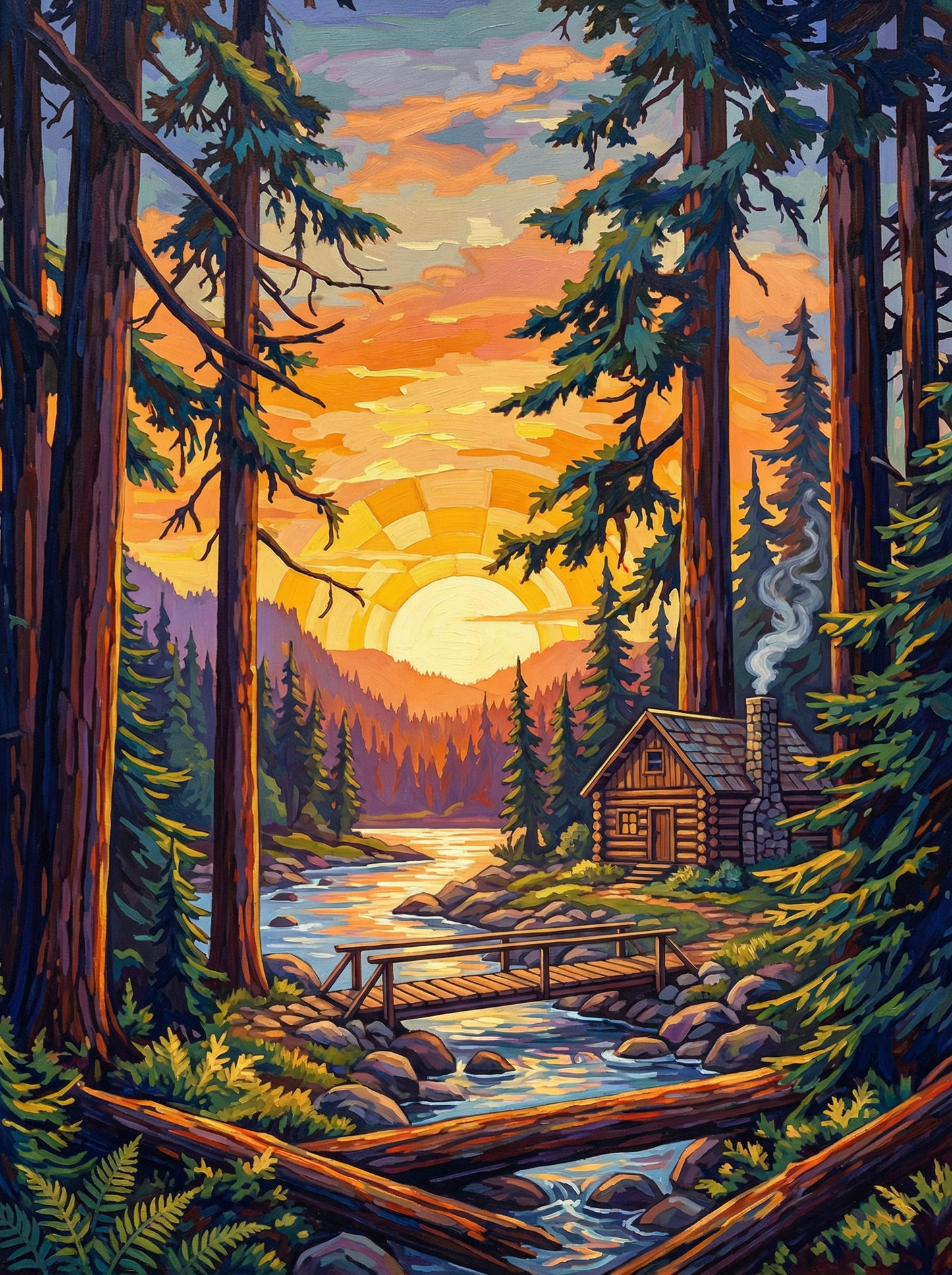 Sunset Cabin Forest Retreat (120 Colors)