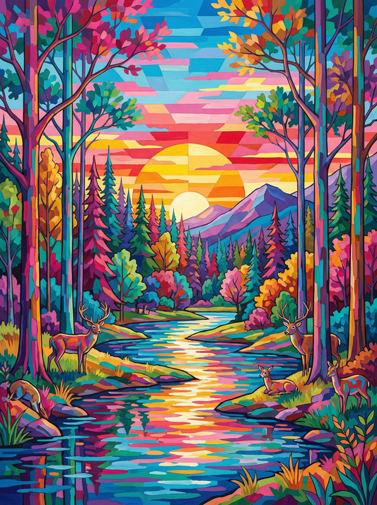 Sunset Forest Deer (120 Colors)