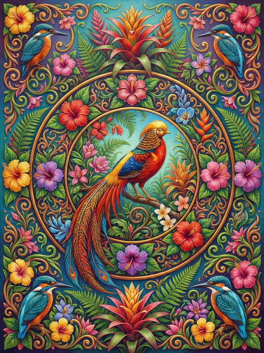 Pheasant Floral Mandala (80 Colors)