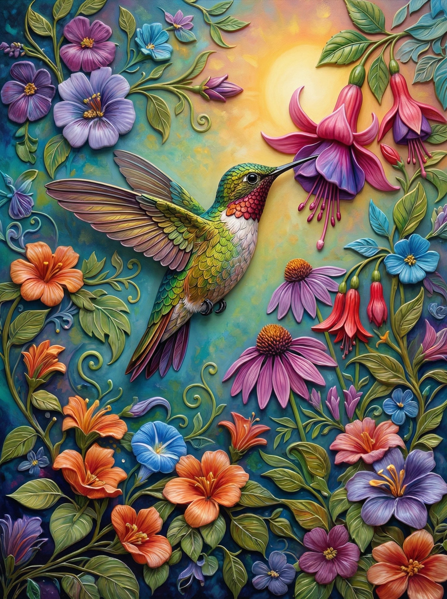 Hummingbird In Bloom (80 Colors)