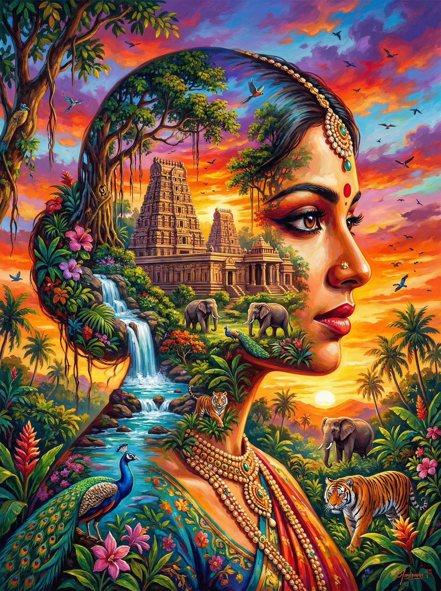 Indian Jungle Temple Portrait (120 Colors)