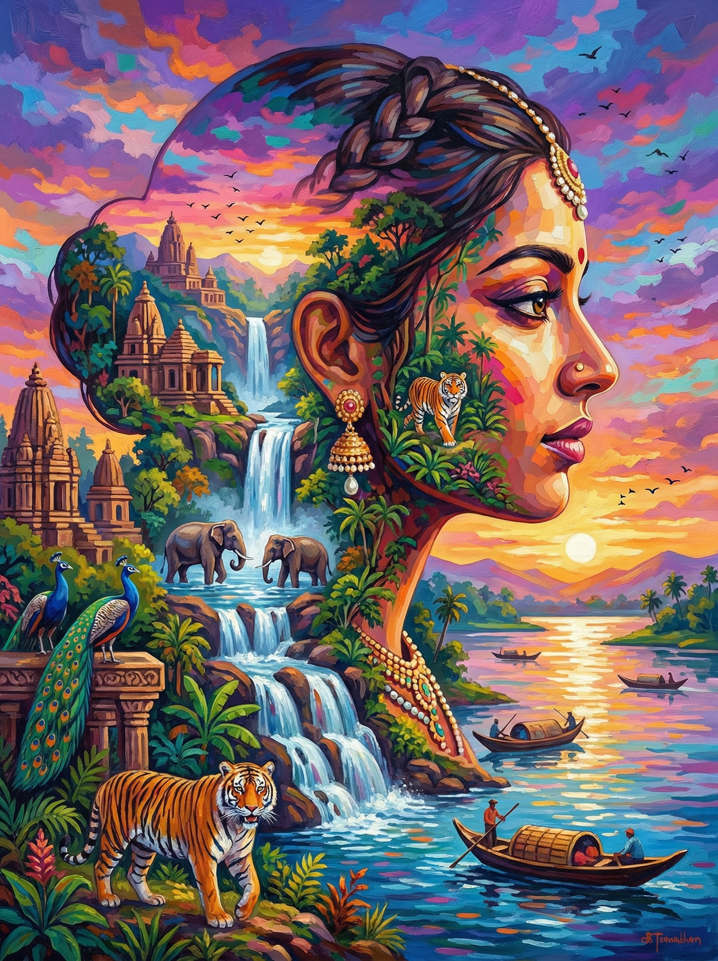 Indian Wildlife Sunset Portrait (80 Colors)