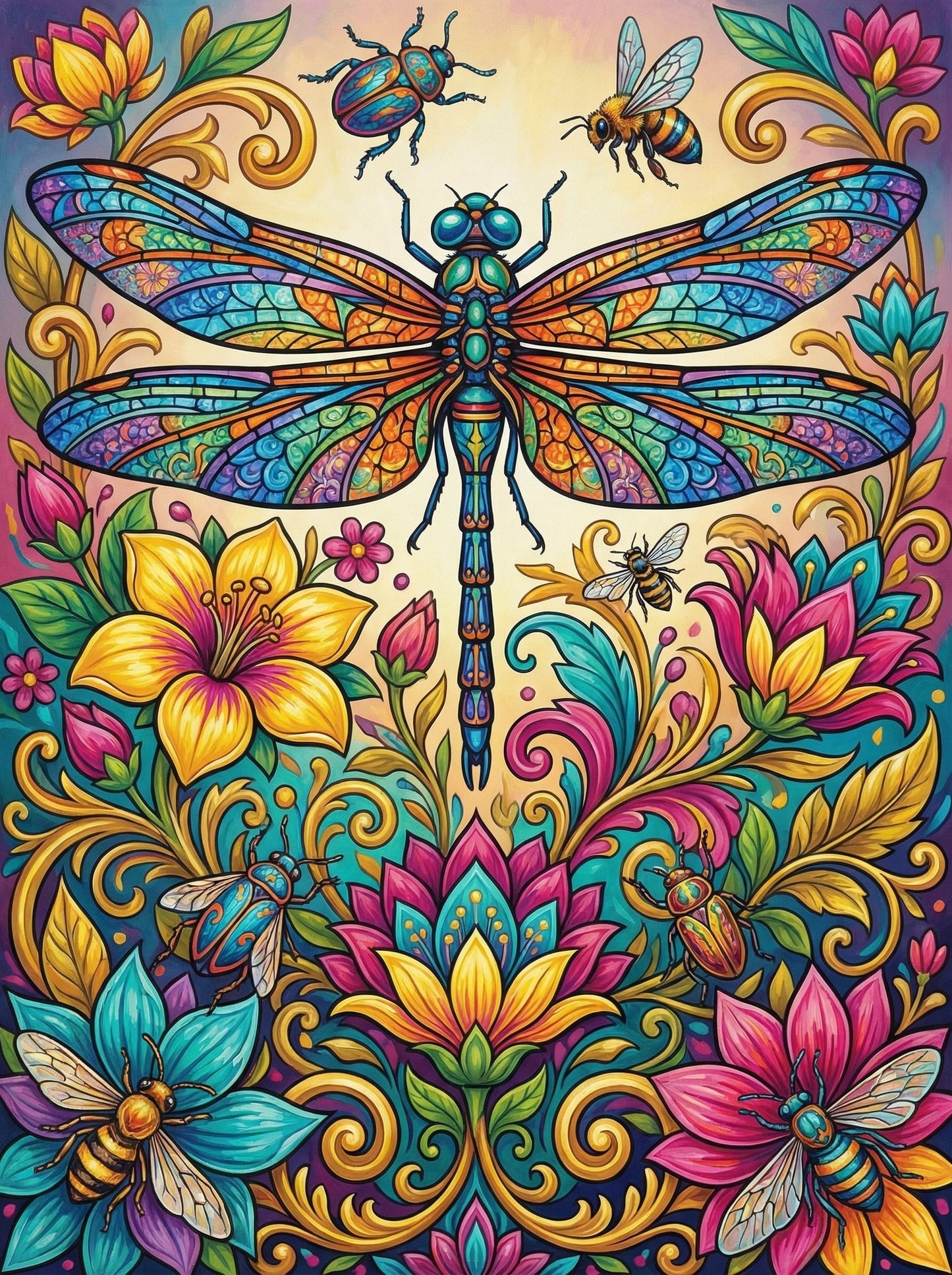Intricate Dragon Fly Garden (80 Colors)