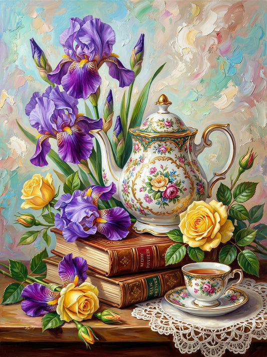 Iris Teapot And Roses (120 Colors)