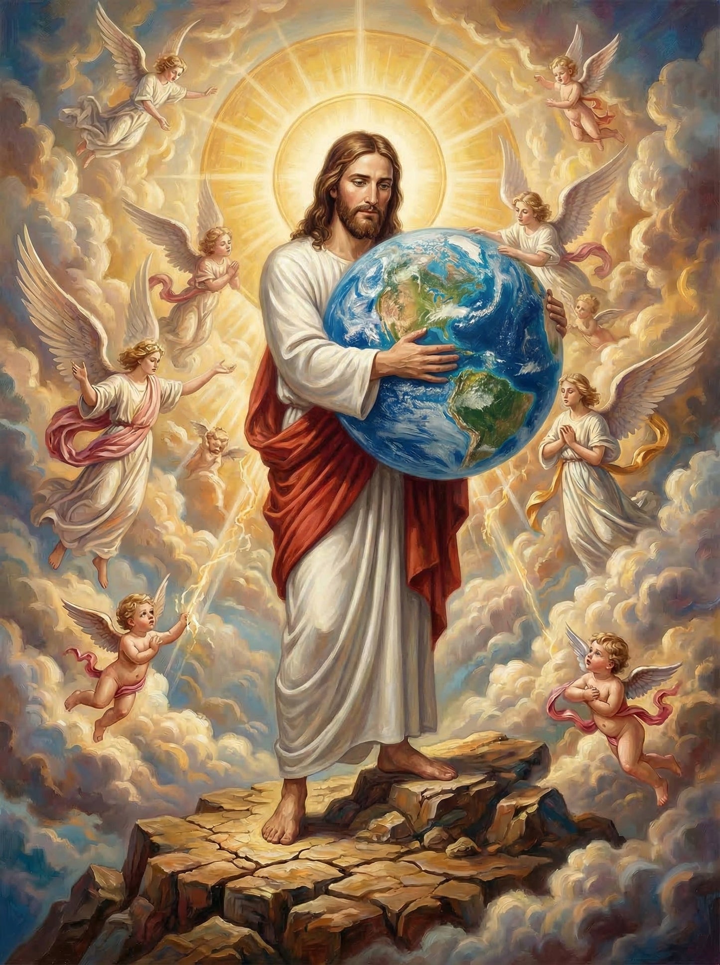 Jesus With Earth And Angels (80 Colors)